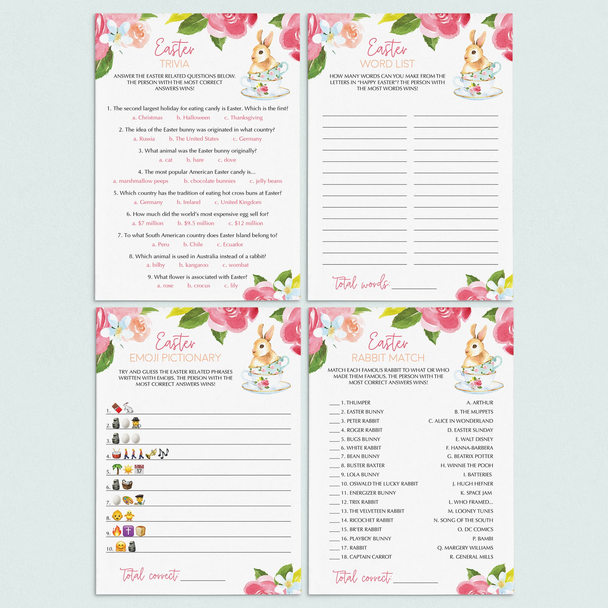 Easter Games Bundle for Adults Printable & Virtual by LittleSizzle