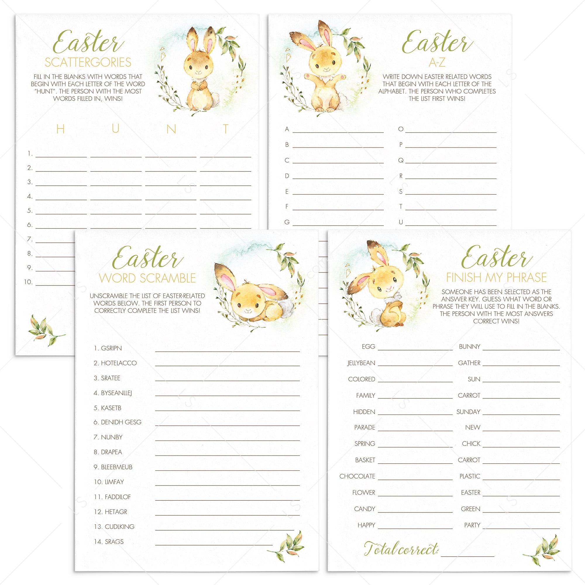 4 Fun Easter Games for Kids Instant Download by LittleSizzle