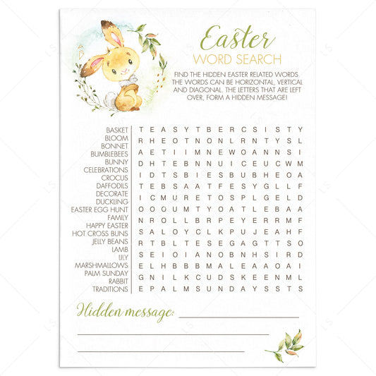Printable Easter Word Search Game Instant Download by LittleSizzle