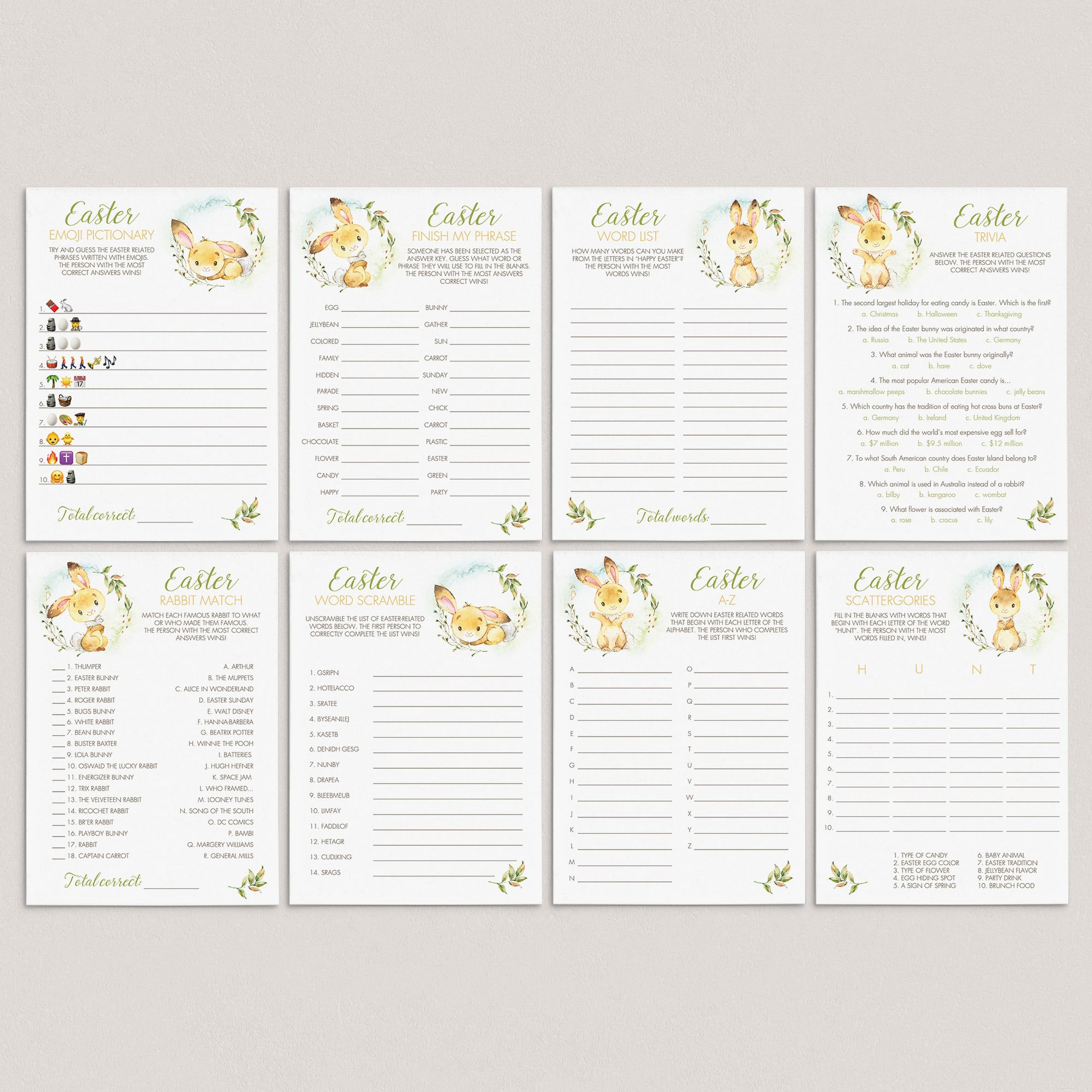 8 Easter Games for Family Instant Download by LittleSizzle