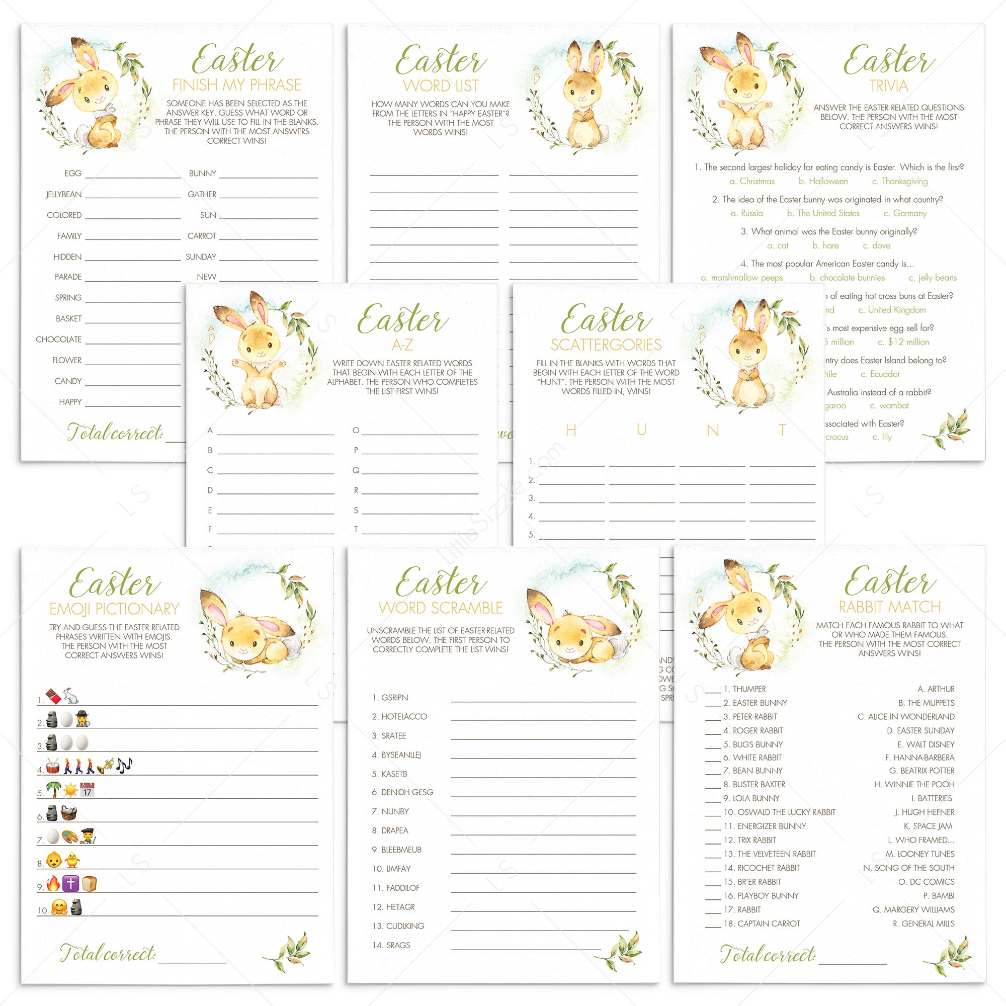 8 Easter Games for Family Instant Download by LittleSizzle