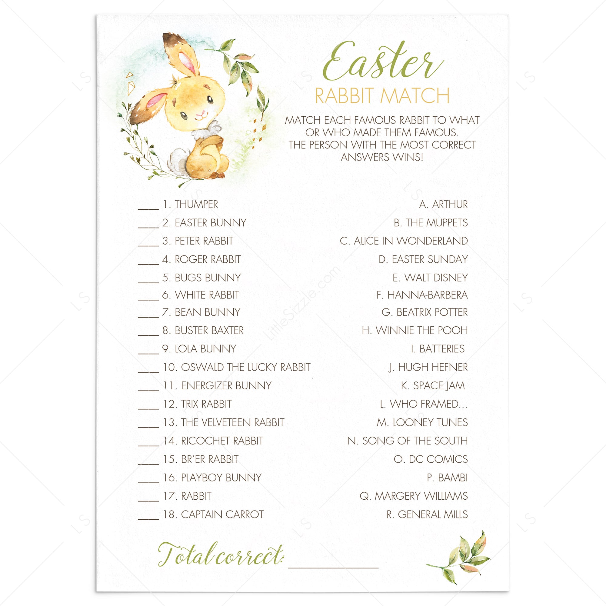 Easter Office Party Game Famous Rabbits by LittleSizzle