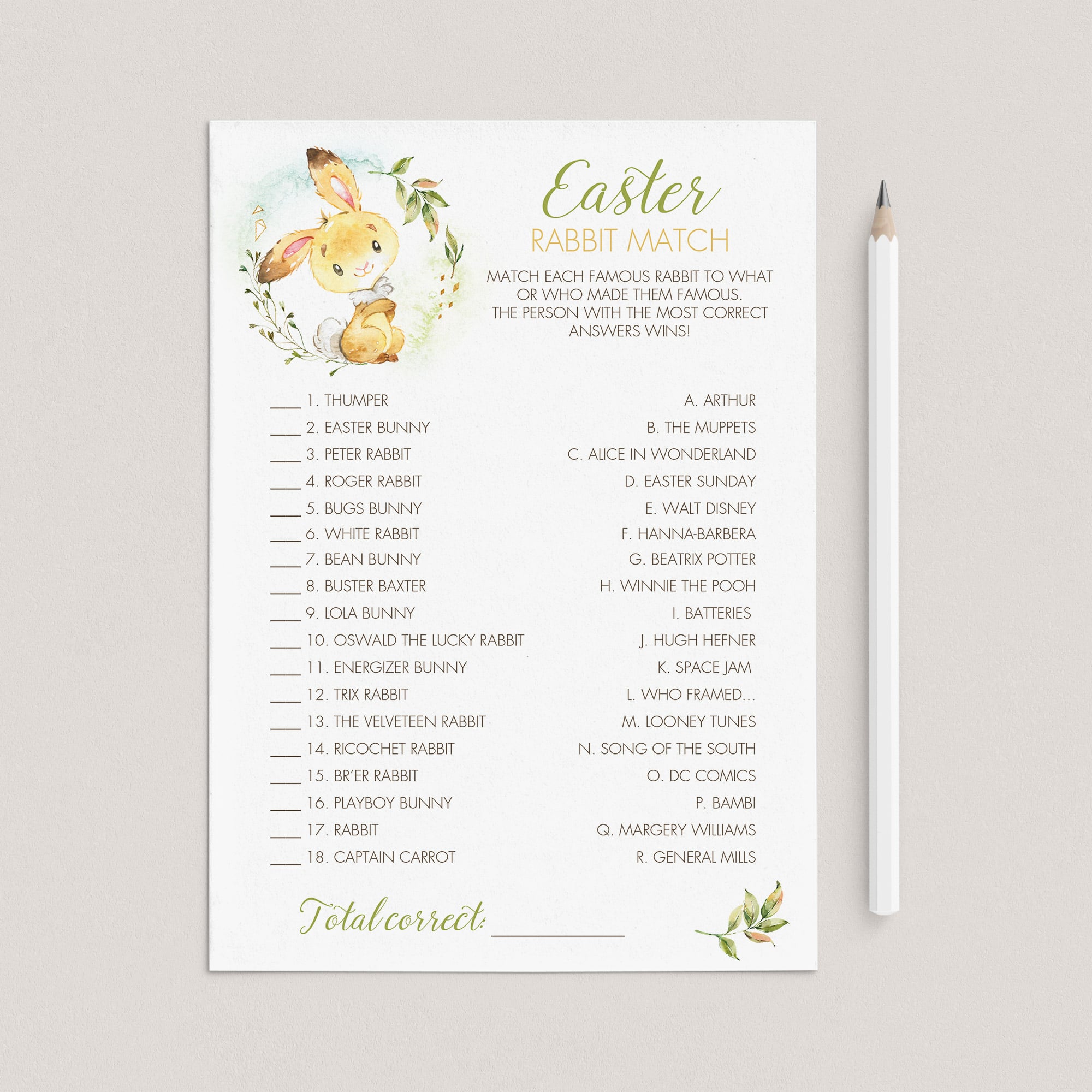 Easter Office Party Game Famous Rabbits by LittleSizzle