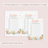 Easter Word Scramble with Answer Key Printable