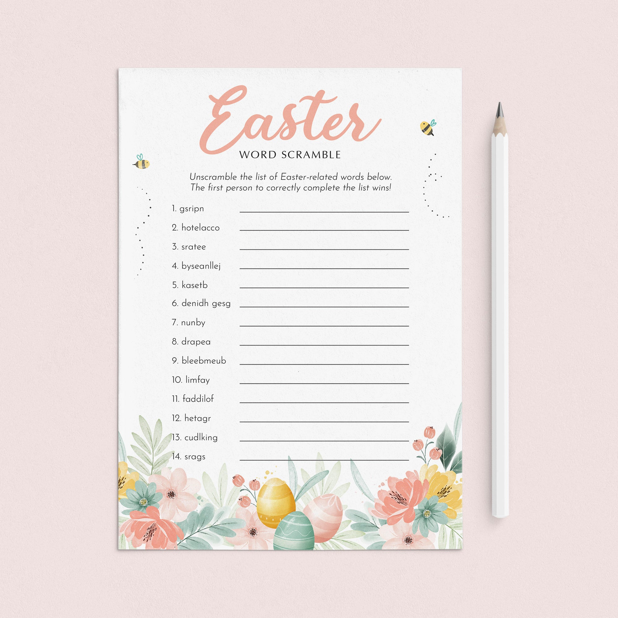 Easter Word Scramble with Answer Key Printable by LittleSizzle