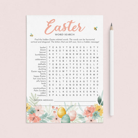 Easter Word Search with Answer Key Printable by LittleSizzle