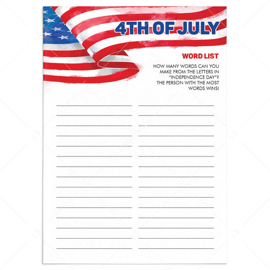 Easy 4th of July Game for Kids Printable by LittleSizzle