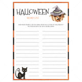 Halloween Words List Game Printable by LittleSizzle