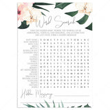 Tropical Theme Baby Shower Word Puzzle Printable by LittleSizzle