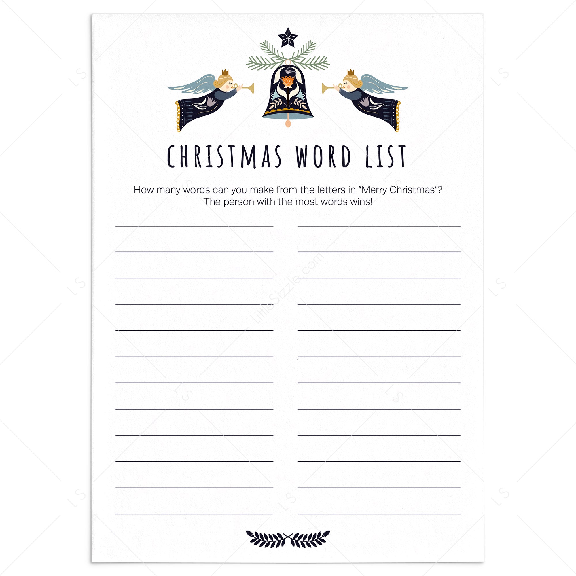 Merry Christmas Word Game for Family Printable by LittleSizzle