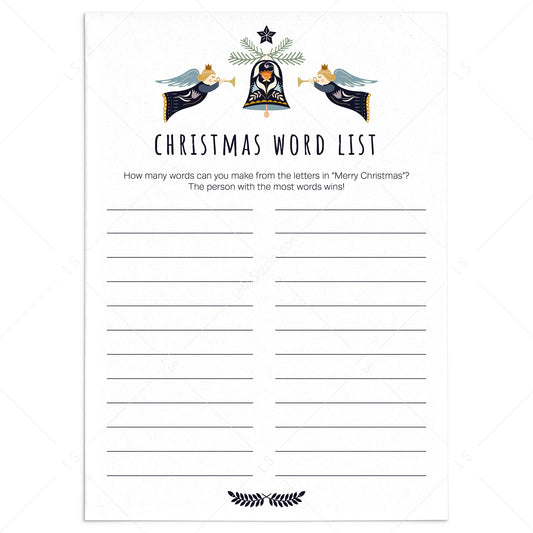 Merry Christmas Word Game for Family Printable by LittleSizzle