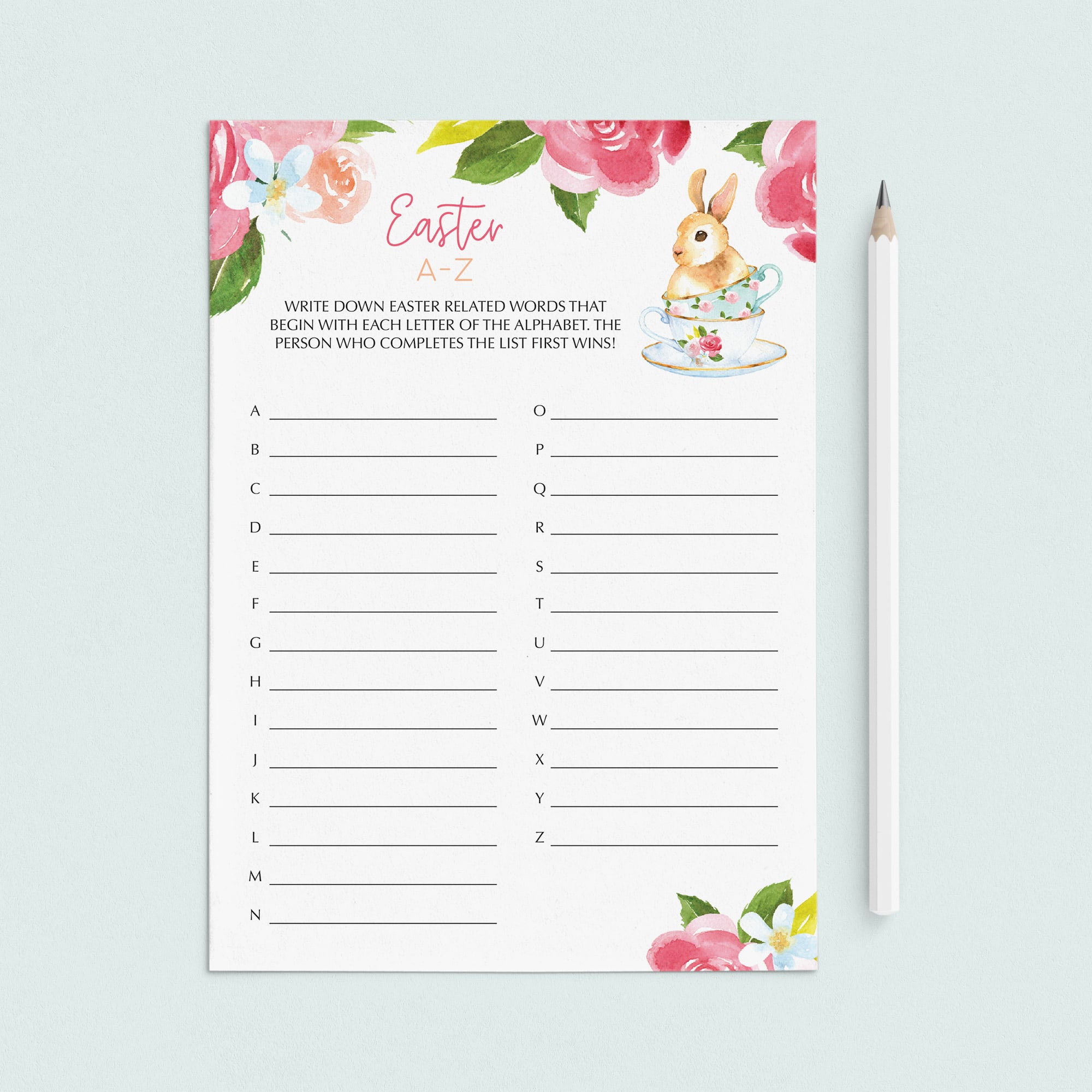 Printable Easter Game For Family A-Z Easter Words by LittleSizzle