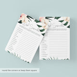 Bridal Shower Word Scramble Game Botanical Theme