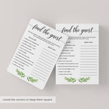 green bridal shower ice breaker game cards