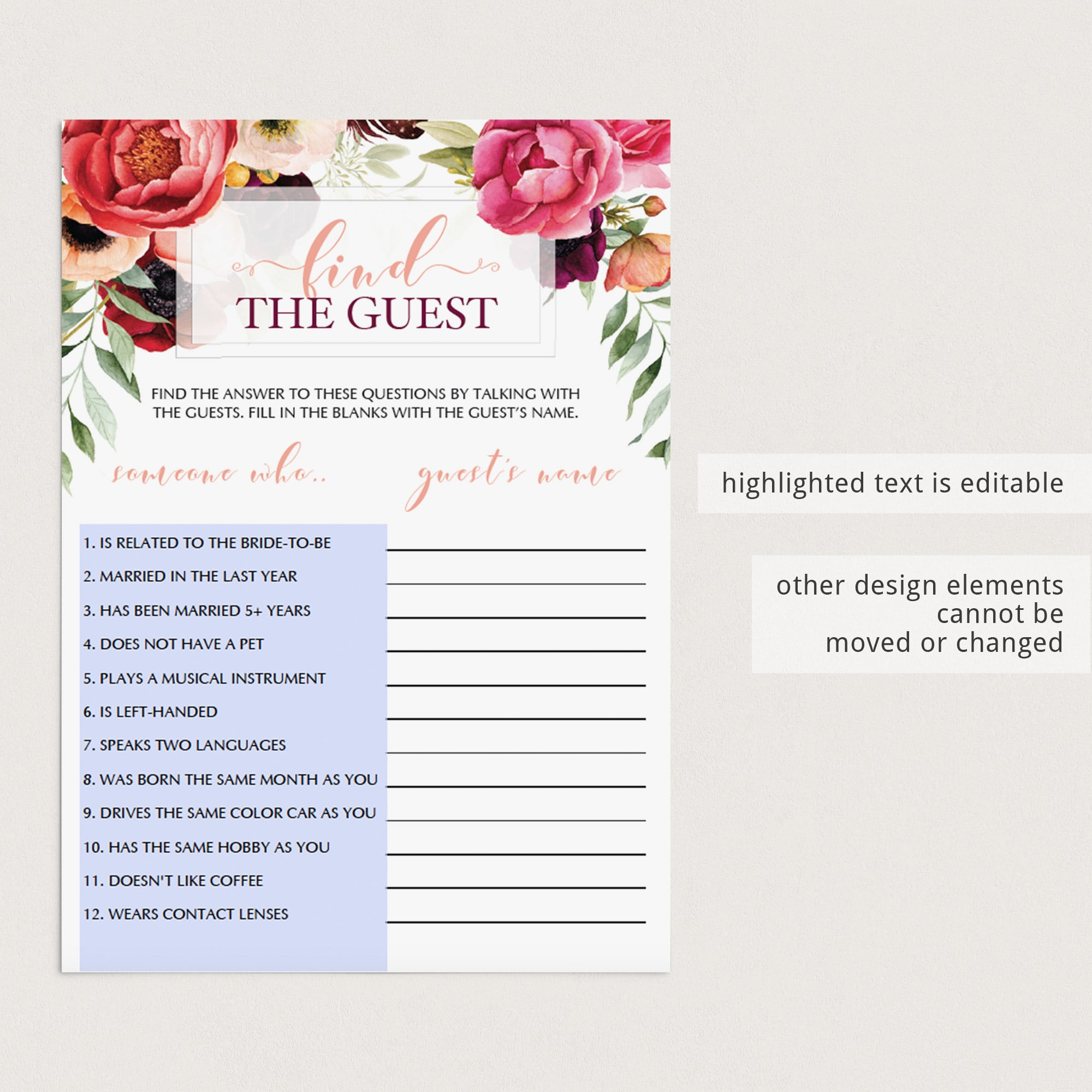 easy to print bridal shower game cards