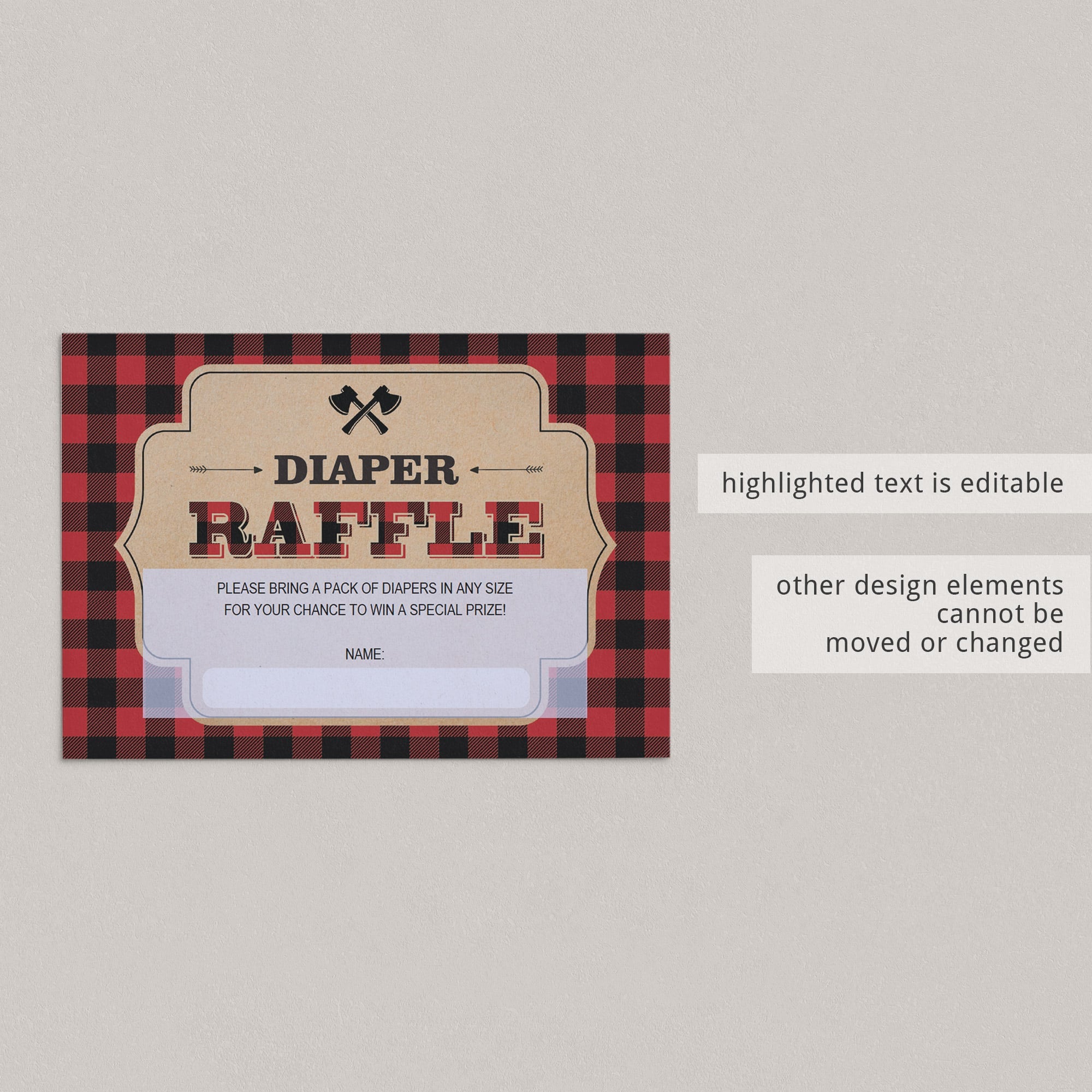 Rustic Diaper Raffle Tickets Instant Download