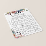 Floral Baby Shower Baby Bingo Printable