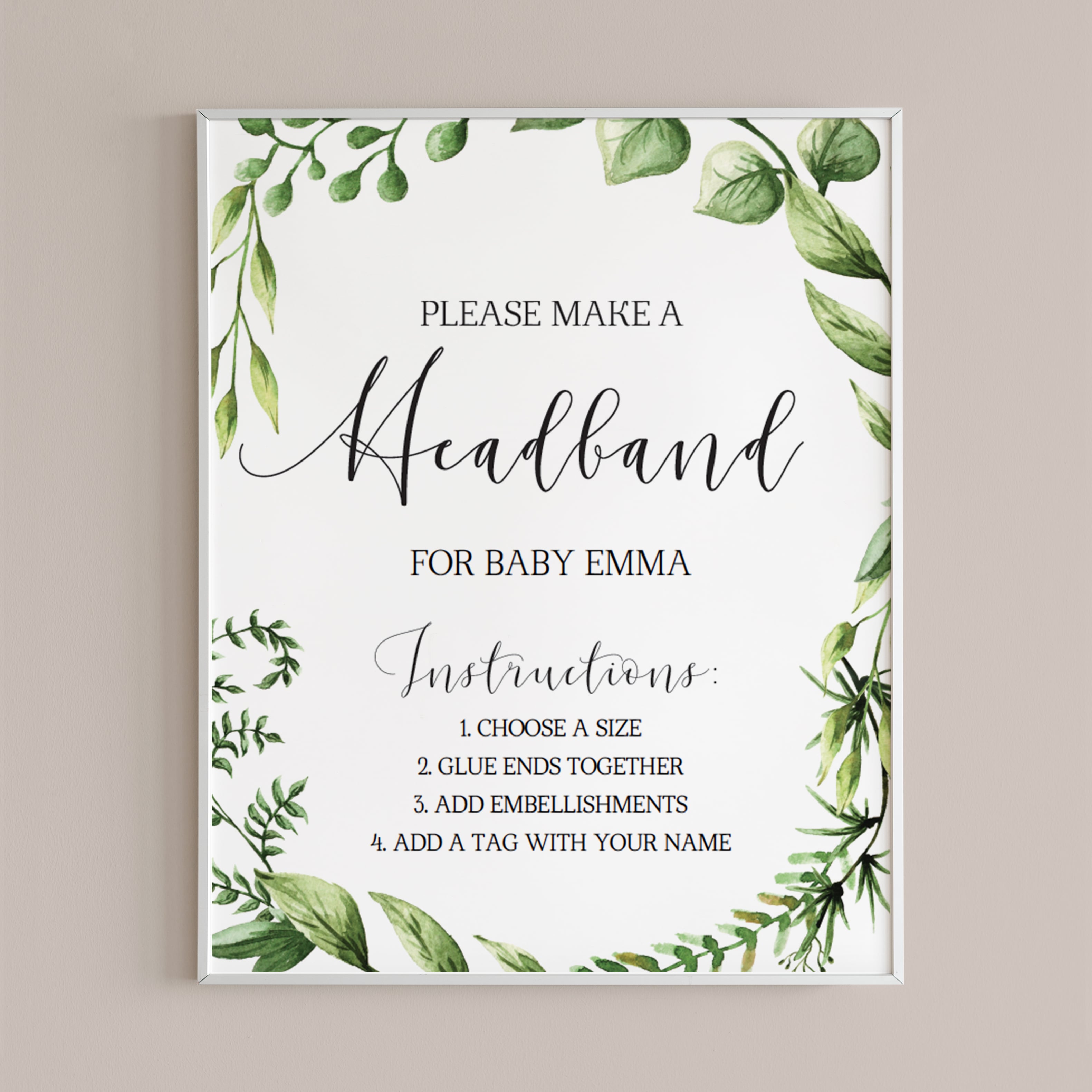 Download baby shower headband station instructions sign DIY by LittleSizzle