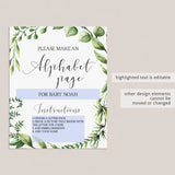 DIY baby shower ABC book game printable signage by LittleSizzle