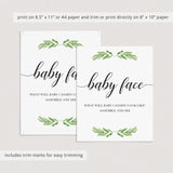 Printable Greenery Baby Shower Activity Baby Face