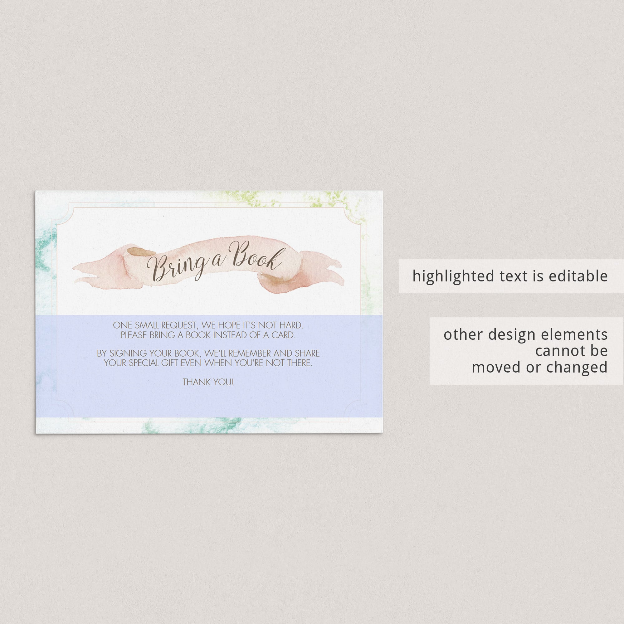 Printable bring a book instead of a card by LittleSizzle