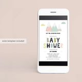 Scandinavian Mountains Baby Shower Invitation