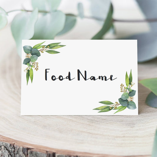 Greenery Food Cards Editable Templates