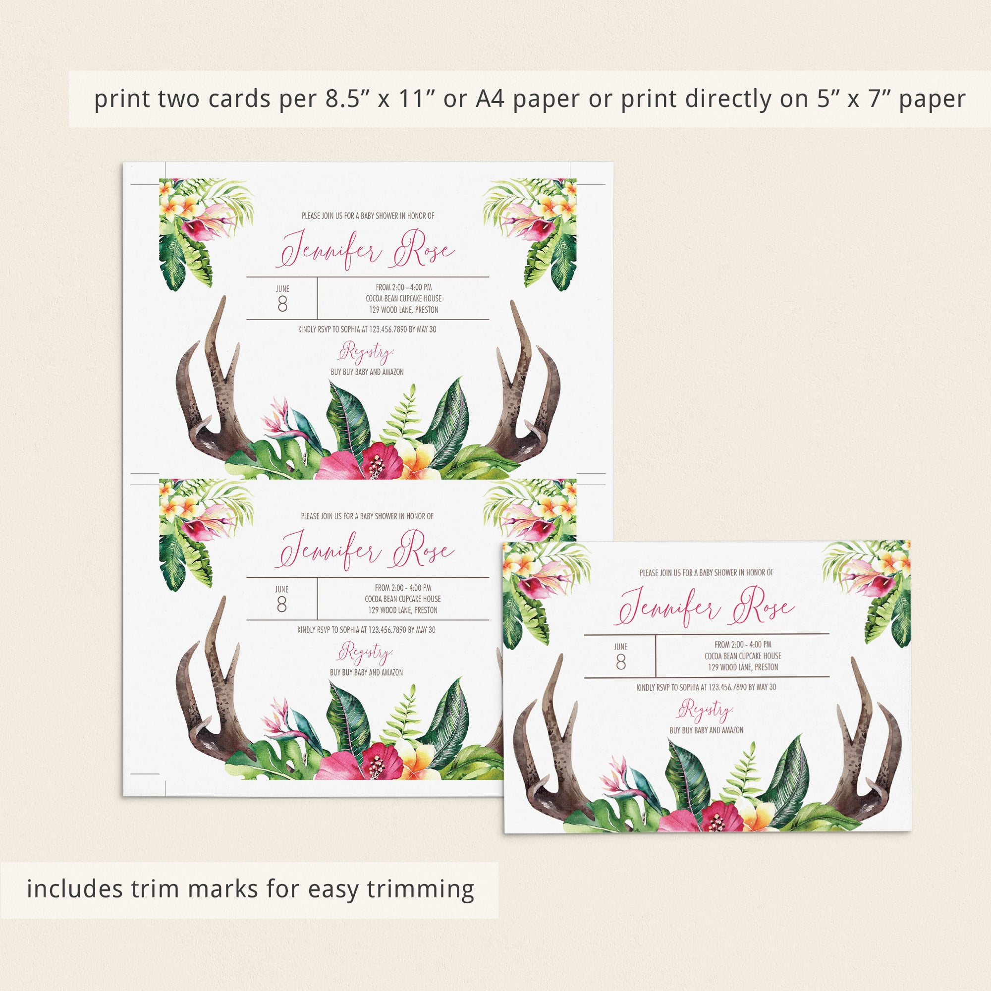 Boho Girl baby shower invitation template by LittleSizzle