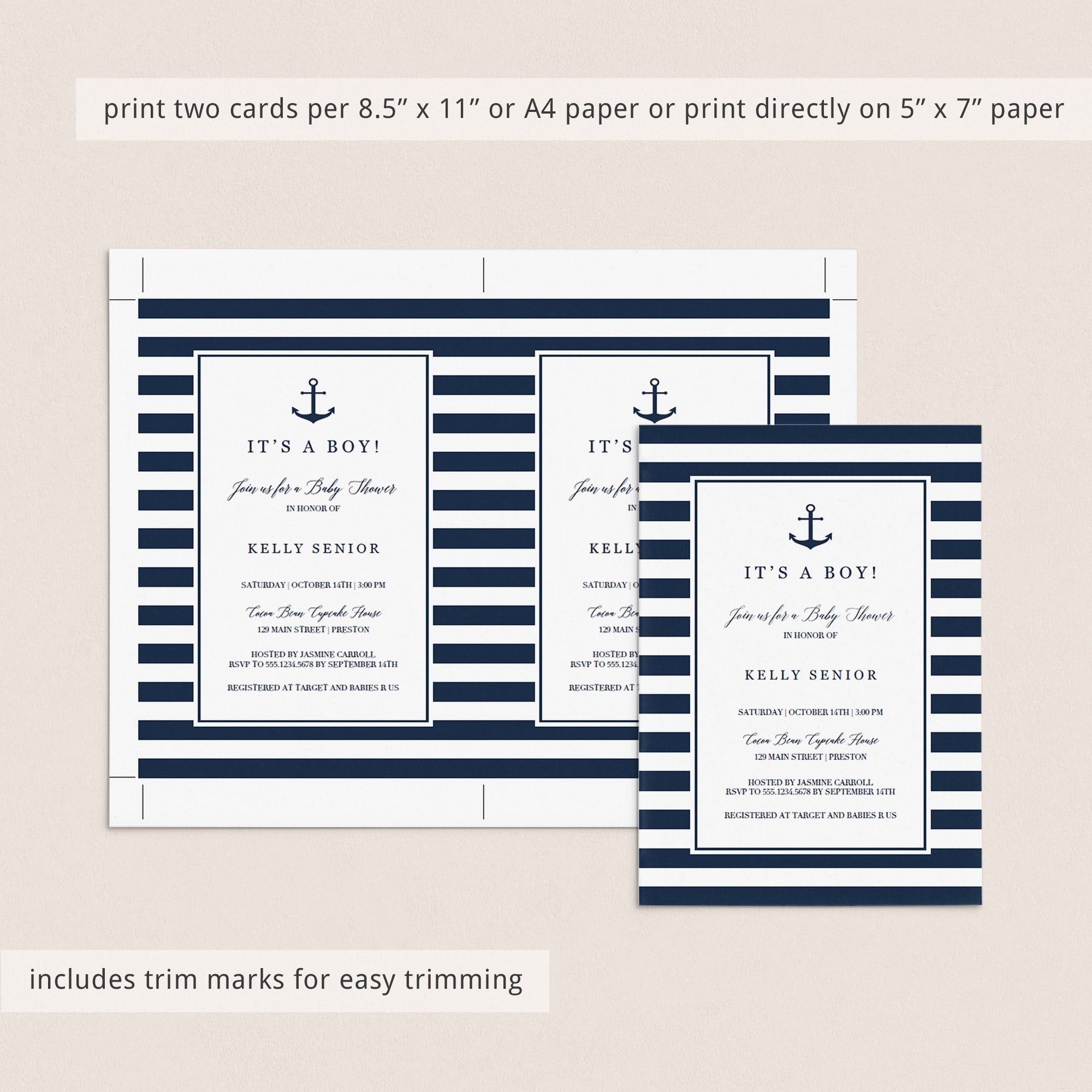 Printable Navy Baby Shower Invites by LittleSizzle