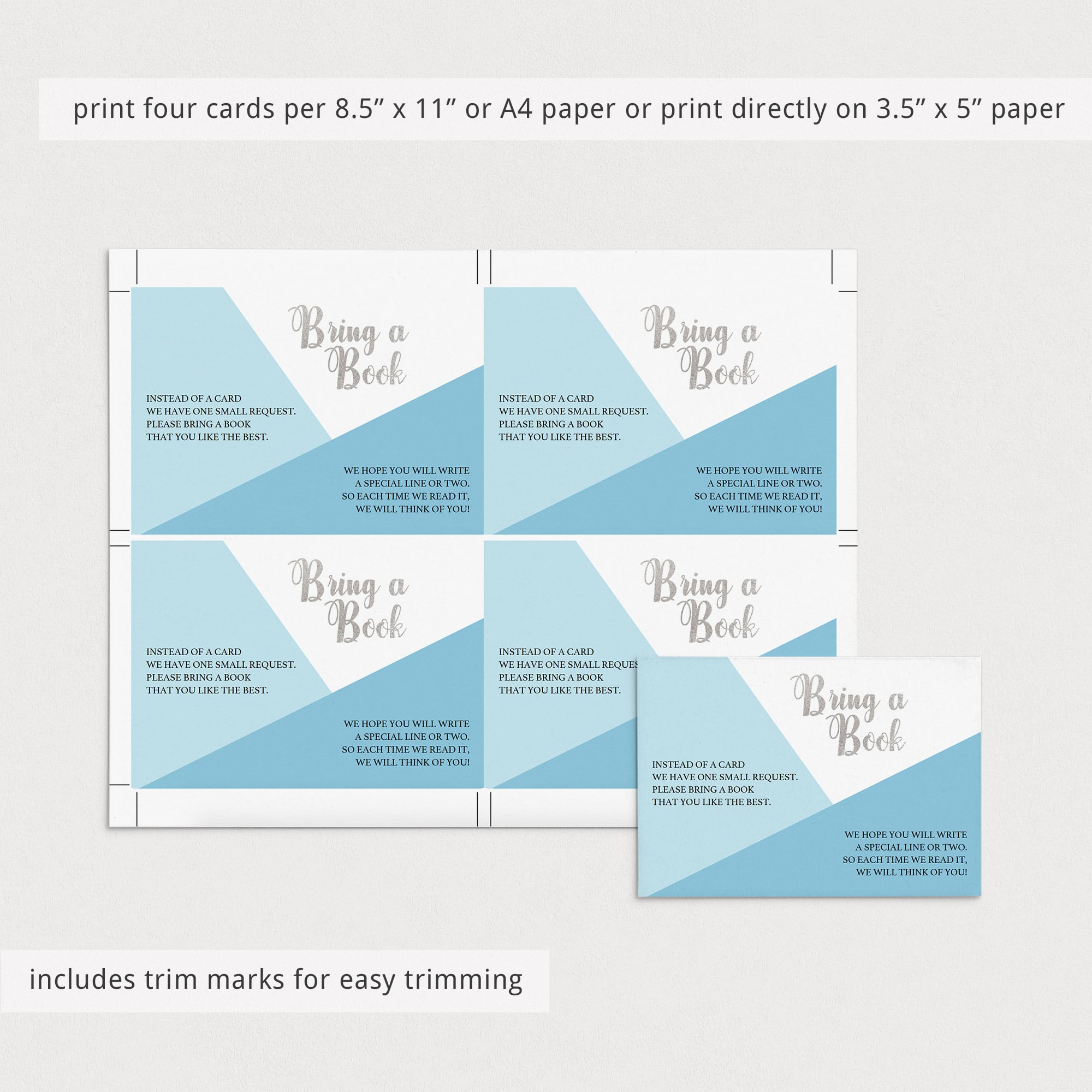 Editable bring a book card for boy baby shower by LittleSizzle