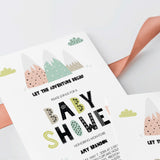 Scandinavian Mountains Baby Shower Invitation