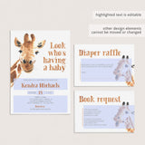 Funny Baby Shower Invitation Suite Giraffe Theme