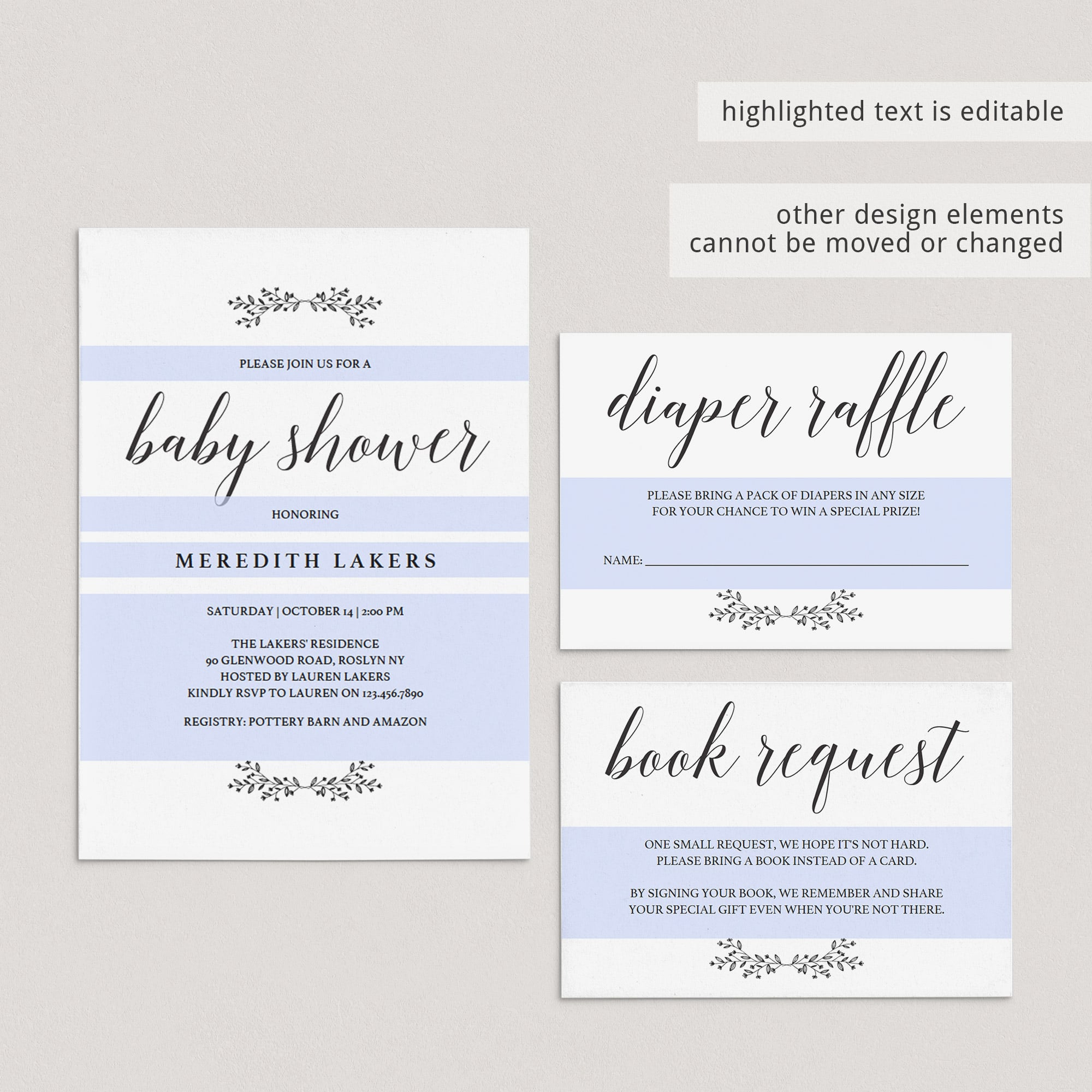 DIY baby shower invitation suite instant download by LittleSizzle