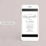 Simple Baby Sprinkle Invitation Template with Calligraphy Font