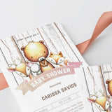 Forest Animals Baby Shower Invitation DIY Woodland