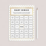Gold Glitter Shower Printable Bingo Cards