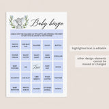 Elephant Baby Shower Bingo Printable