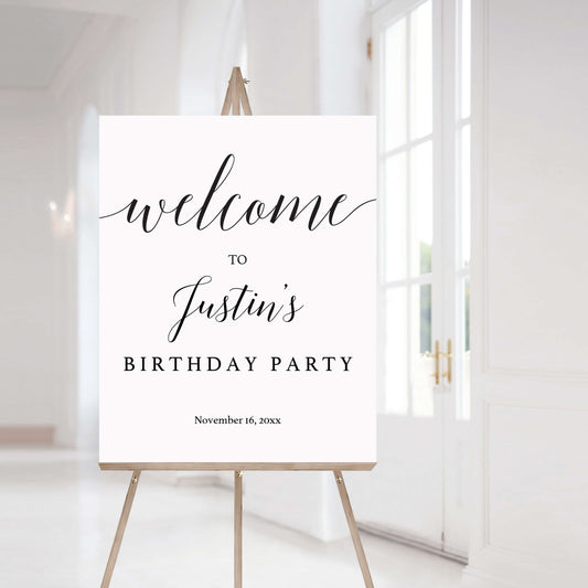 Calligraphy Birthday Welcome Sign Editable Template by LittleSizzle