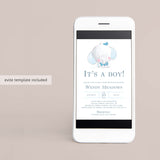 Boy Elephant Baby Shower Invitation Template Download