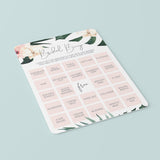 Bridal Bingo Template Blank and Prefilled Cards Instant Download