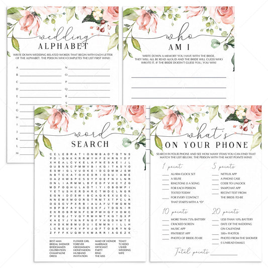 editable bridal shower games set templates by LittleSizzle