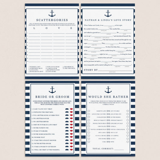 editable bridal shower games templates bundle by LittleSizzle