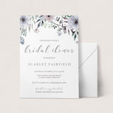 DIY Bridal Shower Invitation Template with Purple Flowers by LittleSizzle