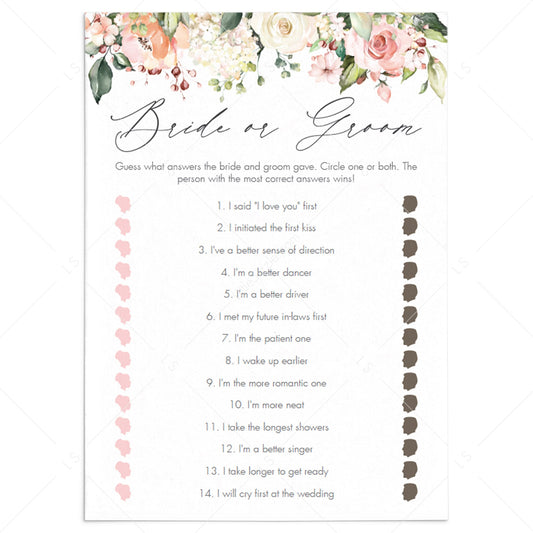 editable bride or groom bridal shower game templates by LittleSizzle