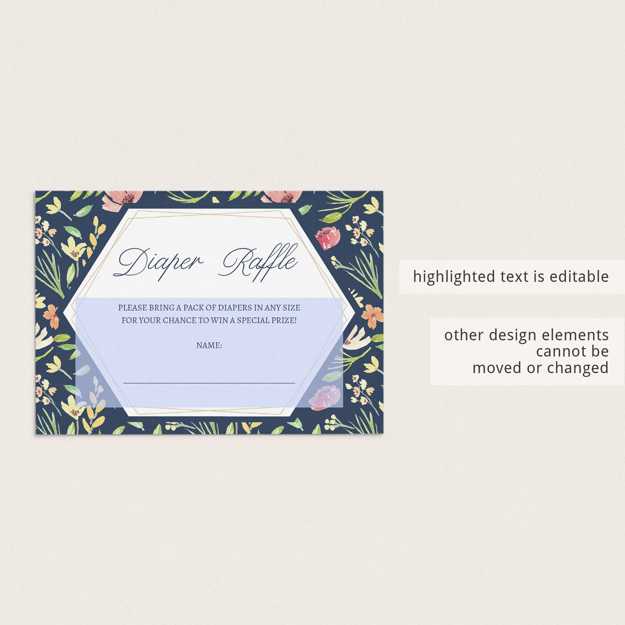 Pink green and navy baby diaper raffle game tickets instant download by LittleSizzle