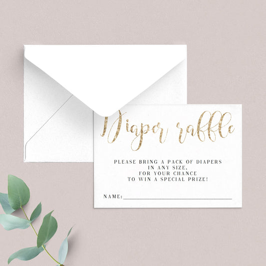 Gold Calligraphy baby shower diaper raffle ticket printable by LittleSizzle