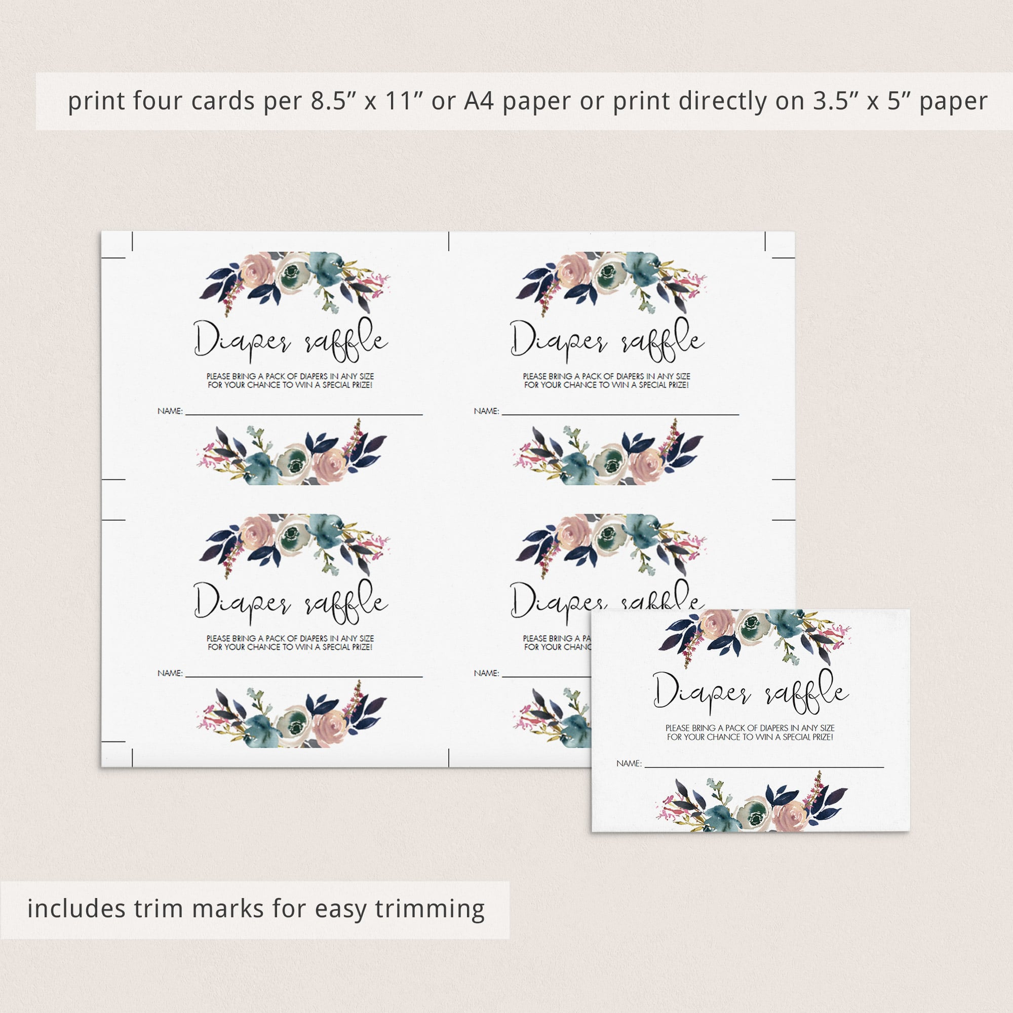Bohemian baby diaper raffle ticket printable by LittleSizzle