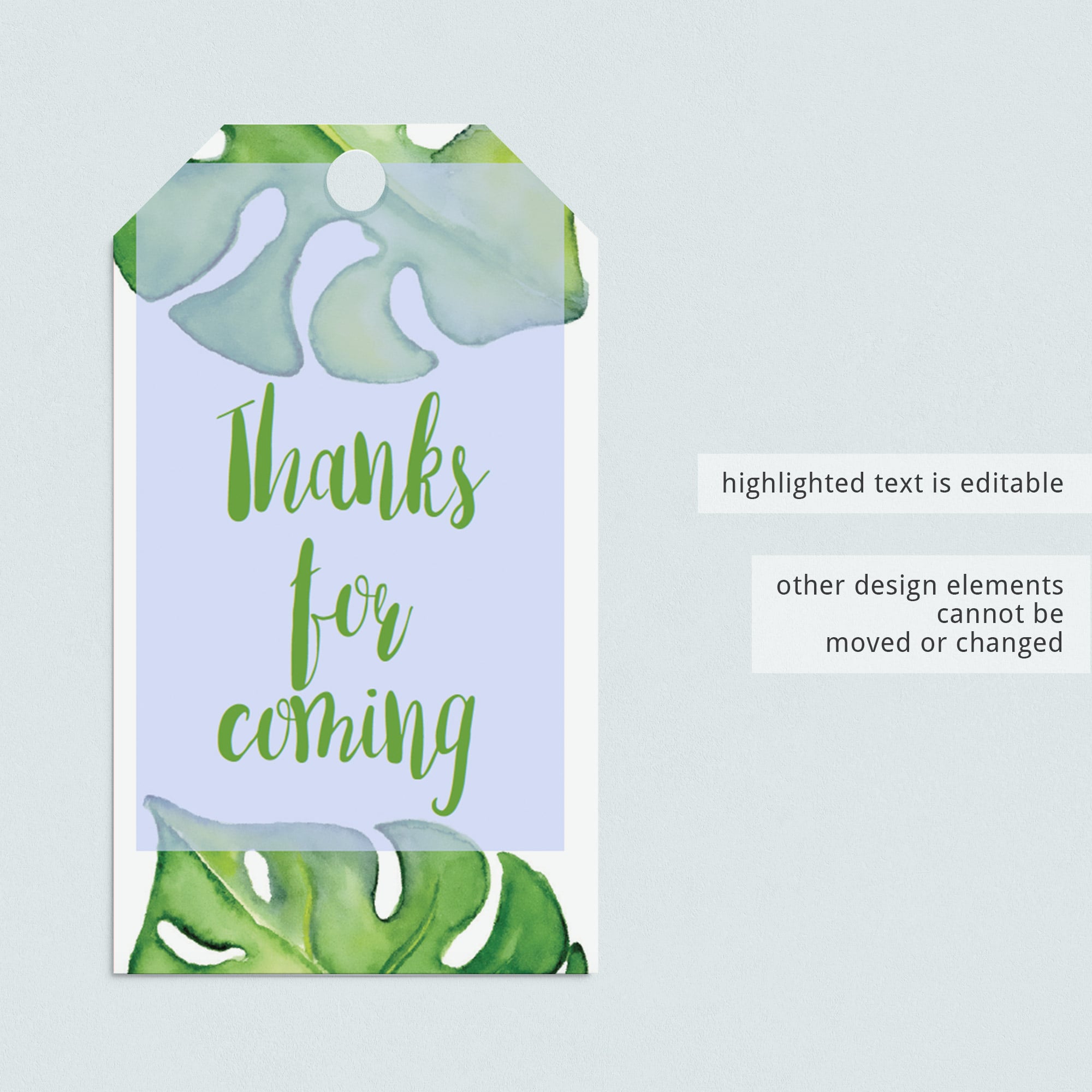 Editable favor tag banana leaf by LittleSizzle