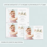 Blush floral first birthday photo template by LittleSizzle