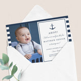 Boy First Birthday Photo Invitation Editable Template